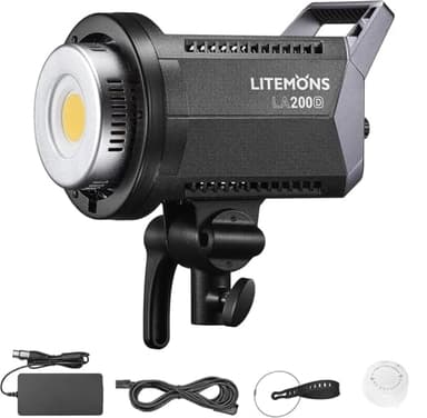 Godox LA200D LED Video Light, 200W 101000LUX@1M Daylight Studio, 5600K Bowens Mount LED Continuous Light, CRI 96+ 8 FX Effect 0-100% Dimming APP Control Photography Light
