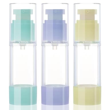 RONRONS 1oz 30ml Airless Pump Bottles, Refillable Leak Proof Travel Pump Bottle Toiletry Cosmetic Skincare Containers for Lotion Toner Gel Foundation (3 Pieces)