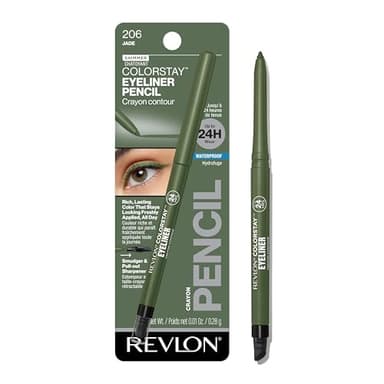 Revlon ColorStay Pencil Waterproof Eyeliner, Smudge-Proof, Eye Makeup with Built-In Sharpener, 206 Jade, 0.01 oz