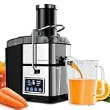 Healnitor 1200W 6-Speed Digital Screen Centrifugal Juicer Machines Vegetable and Fruit, Juice Extractor with 3'' Big Wide Chute, Easy Clean, BPA-Free, High Juice Yield, Silver