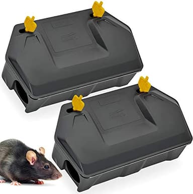 Rat Bait Station Outdoor Rodent Trap with Key Eliminates Rats Fast. Keeps Children and Pets Safe Indoor Outdoor 2 Pack (Bait not Included)
