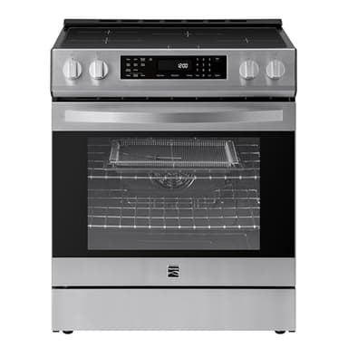 Kenmore 2296853 5.6 cu. ft. Front Control Electric Induction Range Oven - 4 Dual Ring Elements, True Convection, Air Fry, Self Clean, Turbo Boil, Chrome Racks, Storage Drawer - Stainless Steel