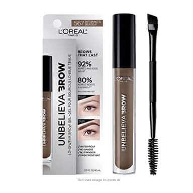 L'Oreal Paris Unbelieva-Brow Longwear Waterproof Tinted Brow Gel, Smudge-resistant, Transfer- Proof, Quick Drying, Easy and quick application with precise brush, Soft Brunette, 0.15 fl. oz.