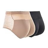 CUGBO 2 Pack Hip Enhancer Butt Lifted Underwear Seamless Fake Padded Briefs Shapewear Pantie Body Shorts for Women Ladies (M)