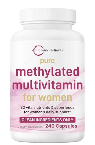 Micro Ingredients Pure Methylated Multivitamin for Women, 240 Capsules | 32-in-1 Formula with Vitamin B, C, D + Iron, Methylfolate & More | Supports Women 's Daily Wellness | Filler Free, Non-GMO