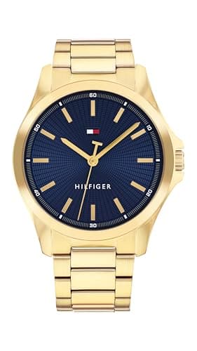 Tommy Hilfiger Men's 3H Quartz Watch, Stainless Steel Bracelet, Water Resistant 3 ATM, Modern and Stylish Timepiece, Gift for Him, 42mm