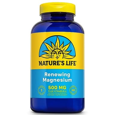 Natures Life Renewing Magnesium 500 mg - Citrate, Malate, Oxide Plus Vitamin B-6 - Muscles and Nerves Support - Lab Verified (250 Servings, 250 VegCaps)