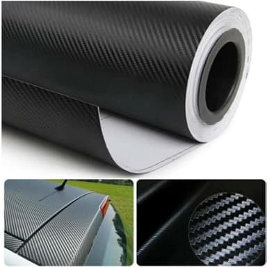 DIYAH 3D Black Carbon Fiber Film Twill Weave Vinyl Sheet Roll Wrap DIY Decals 12" X 60" (1FT X 5FT)