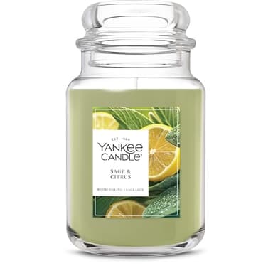 Yankee Candle Sage & Citrus, Scented Candle, 22oz Large Jar with up to 150 Hour Burn Time, Giftable, Birthdays