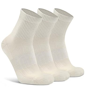 Busy Socks 3 Pack Women's Quarter Thin White Merino Wool Socks for Men Ladies Outdoor Compression-Fit Non Blister Outdoor Sport Tennis Golf Socks, Medium, White