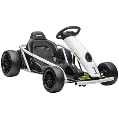 Aosom 24V 8.1 MPH Electric Go Kart, Drifting Car Battery Powered Ride on Toy Outdoor with Slow Start, Music, Horn Honking and Safety Belt, for 8-12 Years Old, White