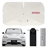 HALOBLK Reinforced Triple-Coated Windshield Sunshade Umbrella of The NASA Voyager-2 Mission Edition Designed for All Tesla Model Y Model 3 (2025 2024 2023 2022 2021)