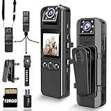 Body Camera with Audio and Video Recording, HD 1080P Body Cam with 180° Rotating Lens, 6HR Battery, IR Cut Auto Night Vision, 128GB Body Worn Camcorder, for Personal Civilians, Police Law Enforcement