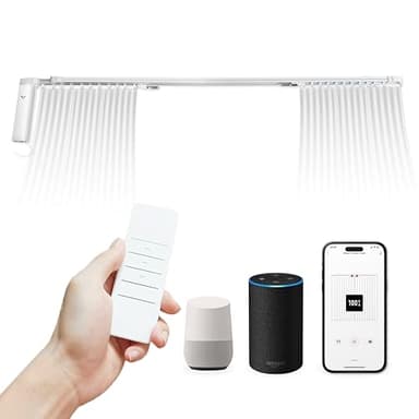 Osprey Smart Curtain Track, Single-Piece Motorized Rod, Adjustable Length, Quiet Heavy-Duty Motor, Remote & App Control, Compatible with Alexa & Google Assistant, Ceiling or Wall Mounted