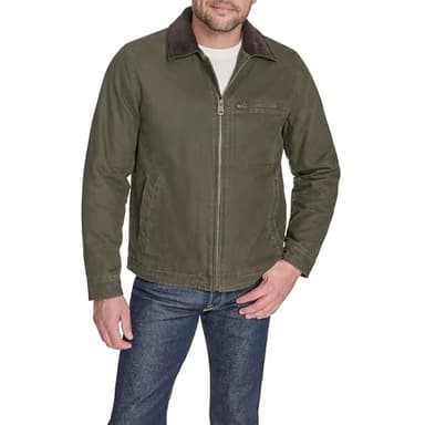 Levi's Men's Cotton Depot Jacket with Corduroy Collar, Olive, Large