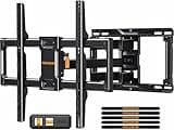 Perlegear UL Listed Full Motion TV Wall Mount for Most 42–84 inch Flat Curved TVs up to 132 lbs, 12″/16″ Wood Studs, Bracket with Articulating Arms, Swivel, Tool-Free Tilt, Max VESA 600x400mm PGLF12