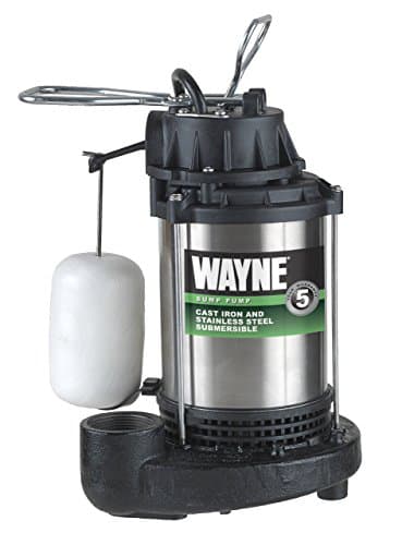 WAYNE CDU1000 1 HP Submersible Sump Pump – Cast Iron & Stainless Steel, Integrated Vertical Float Switch, 6,100 GPH, 5-Year Warranty, Assembled in USA