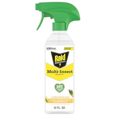 Raid Essentials Multi-Insect Killer Spray, Child and Pet Safe, for Indoor Use, Lemongrass Scent, 12 fl oz