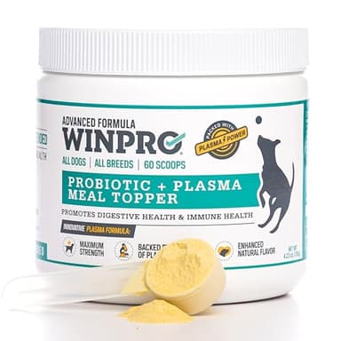 WINPRO Dog Probiotic Powder Meal Topper, Spray Dried Plasma with Prebiotics and Probiotics for Digestive Support and Gut Health for Dogs, All Breeds, Ages, and Sizes, 60 Scoops, Made in USA