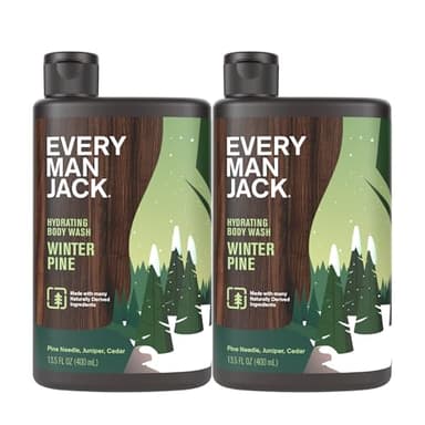 Every Man Jack Hydrating Body Wash - Winter Pine - Deeply Clean with Glycerin + Naturally Derived Ingredients - 13.5 oz (2 Pack)