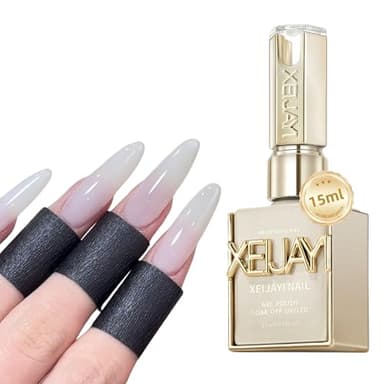 Xeijayi Milky White Jelly Gel Nail Polish 15ml – Sheer-to-Buildable Soak-Off UV/LED, Self-Leveling, Quick Cure, Long-Lasting – Natural Translucent White for French, Baby Boomer & Overlays