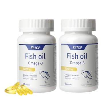 2 Bottles Fish Oil Omega 3 Concentrate Supplement -1000 mg - Rich in EPA, DHA and Coenzyme Q10 - Supports Heart,Brain, Joint Health and Eye Health and Promotes Overall Health - Non-GMO | 120 softgels