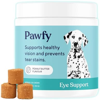 Pawfy Eye Support Soft Chews | Prevent Tear Stains | Support Eyesight | Overall Eye Health | with Luthein, Krill Oil & Astaxanthin