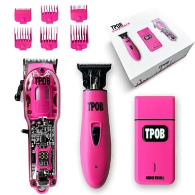 TPOB Slime 2 Candy Pink Clipper Trimmer Shaver Set Barber Hair Clippers in Matte Pink with Taper Blade