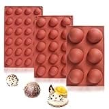 JOERSH Hot Chocolate Bomb Mold, 3Pcs Half Sphere Round Silicone Molds for Baking Cake, Candy, Jelly, Dome Mousse, Cocoa Bomb (6 Cups, 15 Cups and 24 Cups)