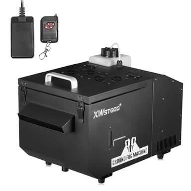 Low Lying Fog Machine, 1200 Watt Water Based Ground Fog Machine with Wireless Remote, DMX 512, Manual Control - Ideal for Weddings, Halloween, Parties, DJs, and Stage Performances