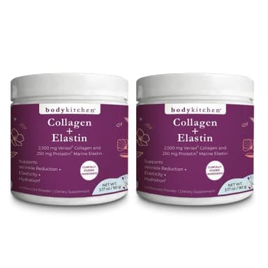 Body Kitchen Collagen and 250 mg Elastin Supplement to Aid Signs of Aging, Support Skin Health & Elasticity, Fewer Wrinkles, Unflavored Powder, Tasteless, Odorless, Colorless, 30 Servings (2 Pack)