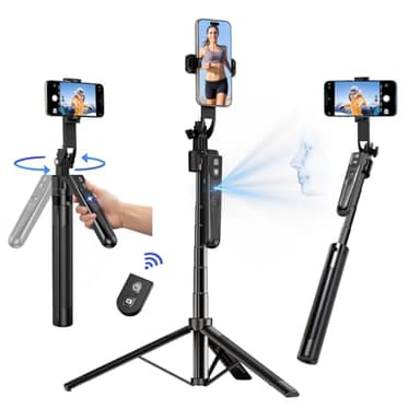 Auto Face Tracking Tripod 360° Rotation with Stand, 70.9" Motion Sensor Phone Tripod Stand, No App, Gesture Control, Smart Face Body Auto Tracking Selfie Stick Tripods for Video Record/Live Streaming