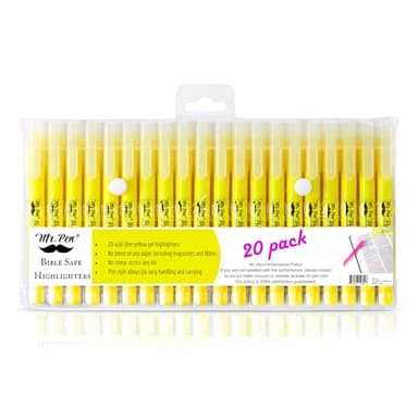 Mr. Pen- Gel Highlighters, 20 Pack, Fluorescent Yellow, Bulk Bible Highlighters for Bibles That Do Not Bleed