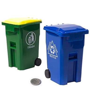 Wiosi Mini Garbage Trash Pen Holder for Desk, Pack of 2, Blue & Green, Tiny Recycle Bin Pencil Holder | Storage for Pencils & Pens | Office Stationery to Organize the Desk | Ideal for Student Work
