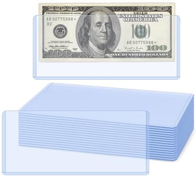 15 Pack Hard Plastic Clear Money Holders Dollar Bill Holders Money Top-Load Sleeves 6.85 × 2.91 Inches Currency Holder for Bills, Collectors
