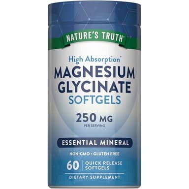 Nature's Truth Magnesium Glycinate Softgels | 250mg | 60 Pills | High Absorption | Non-GMO & Gluten Free Supplement