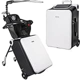 Bulyoou 20 Inch Carry on Luggage with Seat for Kids Expandable Ride on Suitcase with Spinner Wheels and Locks for Travel (White,Sunshade Style)
