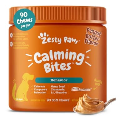 Zesty Paws Calming Chews for Dogs Composure & Relaxation for Everyday Stress & Separation Peanut Butter 90 Count