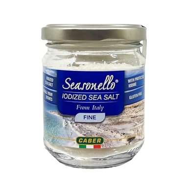 Sanniti Seasonello Fine Iodized Sea Salt, 7.05 oz – From The Sardanian Sea, Gluten-Free, With Protected Iodine, Great for All Your Dishes