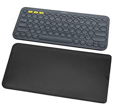 CASEDAO PU Leather Keyboard Cover Sleeve Case for Logitech Pebble 2/Pebble Keys 2 K380s, Logitech K380 Multi-Device Keyboard Case Protector-Black