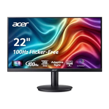 acer KB220Q H2bi 21.5" Full HD (1920 x 1080) Zero-Frame Home Office Monitor | Adaptive-Sync Support (FreeSync Compatible) | Up to 100Hz Refresh | 1ms (VRB) | sRGB 99% | Tilt | HDMI & VGA Ports
