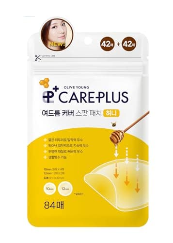 OLIVE YOUNG Care Plus Spot Patch | Hydrocolloid Acne Korean Spot Patch to Cover Zits, Pimples and Blemishes, for Troubled Skin and Face (Manuka Honey, 84 Count (Pack of 1))
