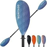 WONITAGO Kayak Paddles Fiberglass Paddle with Nylon Blades, Floating Adjustable Kayaking Oars, 3 Piece, 230-250cm/90-98 inch Wave Blue