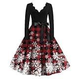 Orders Black of Friday Today 2024 Christmas Dresses for Women 2024 Plus Size Long Sleeve V Neck Cocktail Vintage Dress Winter Elegant Casual Clothes Lightning Deals of Today