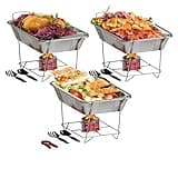 Alpha Living Disposable Chafing Dish Buffet Set, Food Warmers for Parties, 6hr Fuel Cans Complete Set, Half Size Pans, Warming Trays (3 Pack)