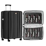 Wine Suitcase for Airplanes, 12 Bottle Capacity, Durable Wine Shipping Box, Wine Travel Case with TSA Lock, Versatile Wine Carrier with Removable Inserts and Silent Spinner Wheels(Midnight Black)