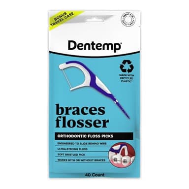 Dentemp Braces Flosser - Designed for Braces for an Easy & Effective Clean, Ultra Strong Floss - 40 Count (Pack of 1) - (Packaging May Vary)