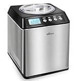 2.6 Qt Ice Cream Maker with Compressor, LCD Digital Display & Timer, No Pre-freezing, Countertop Gelato Makers, Automatic Ice Cream Machine for Homemade Use, Stainless Steel, 10-year Repair Service