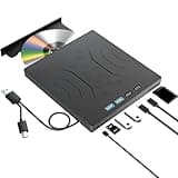 7 in 1 External DVD Drive, External CD/DVD Drive for Laptop USB 3.0 & Type-C, Portable CD/DVD +/-RW Disk Drive, CD/DVD Burner CD ROM External Drive for Laptop Desktop PC Windows 7/8/10/XP Mac Linux