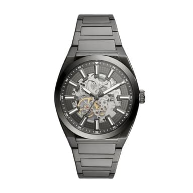 Fossil Men's Everett Automatic Stainless Steel, Three-Hand Watch for Men, Smoke Gray